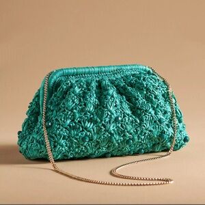 Anthropologie Embellished Raffia Clutch